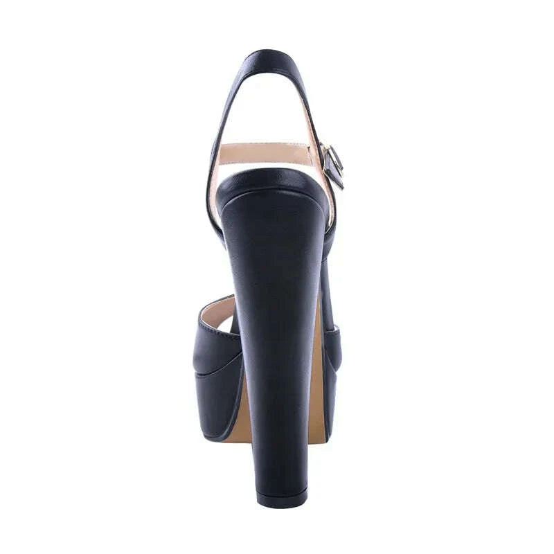 Onlymaker Women Sandals Ankle Strap Peep Toe Platform Black Chuncky High Heels Squre Toe Party Dress Casual Sandals