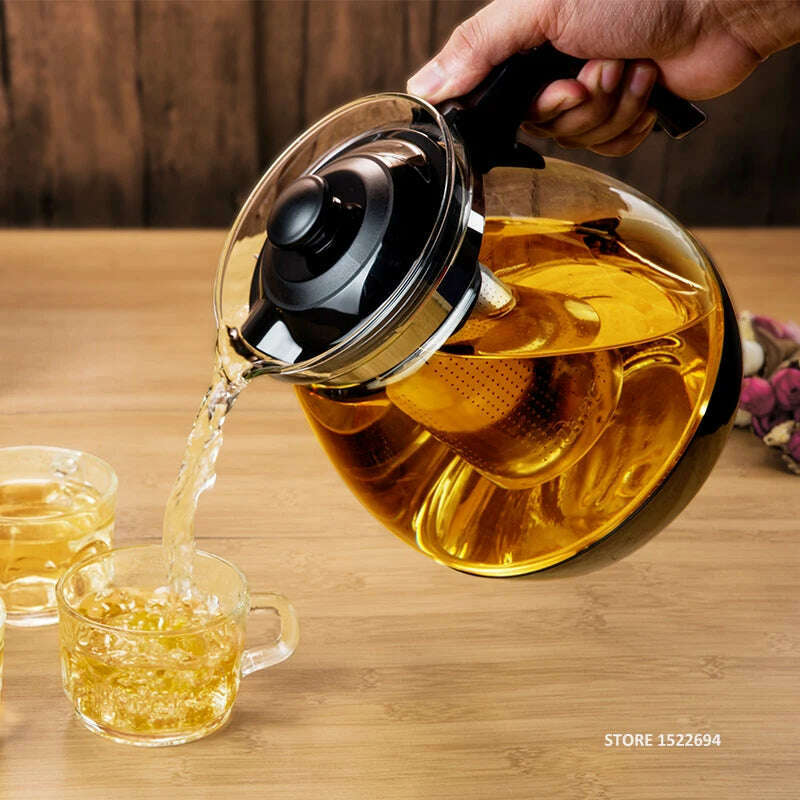 KIMLUD, Optional Teapot 1.6L &2.3L Fashion Glass Teapot Pro Design for Tea Flower with Removable Steel Infuser Filter Premium Tea Kettle, KIMLUD Womens Clothes