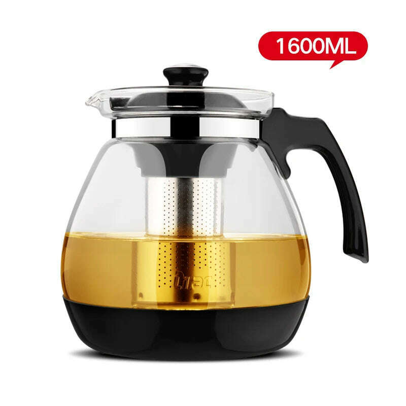 KIMLUD, Optional Teapot 1.6L &2.3L Fashion Glass Teapot Pro Design for Tea Flower with Removable Steel Infuser Filter Premium Tea Kettle, Capacity 1.6L, KIMLUD APPAREL - Womens Clothes