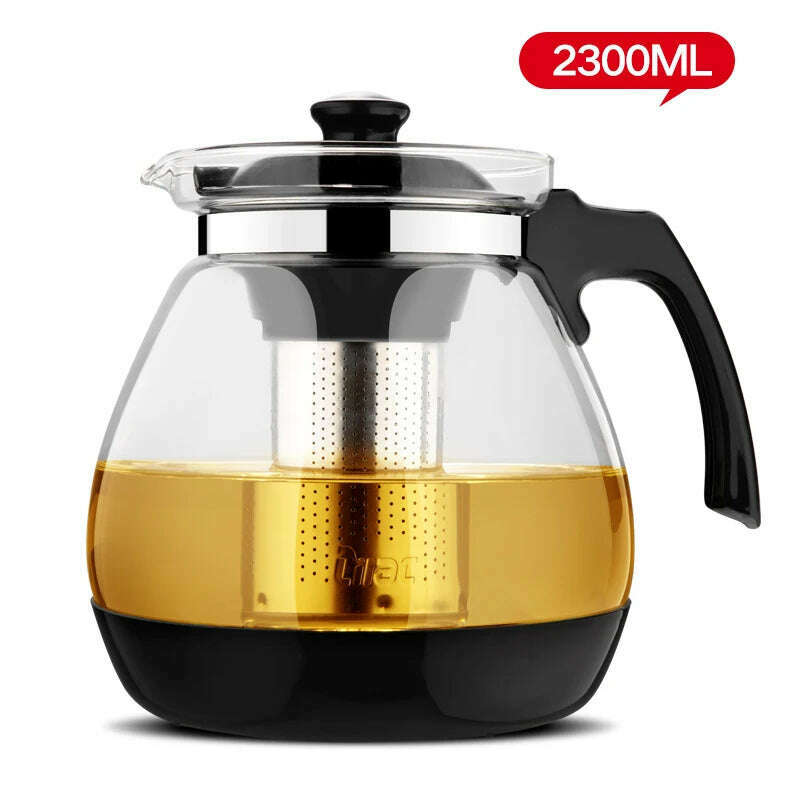 KIMLUD, Optional Teapot 1.6L &2.3L Fashion Glass Teapot Pro Design for Tea Flower with Removable Steel Infuser Filter Premium Tea Kettle, Capacity 2.3L, KIMLUD APPAREL - Womens Clothes
