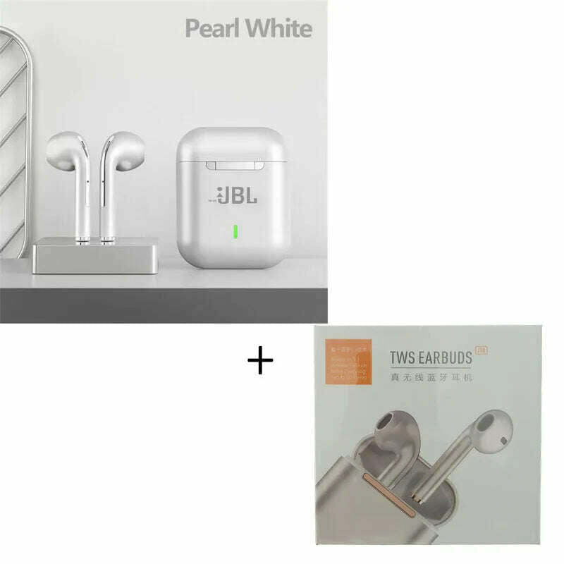 KIMLUD, Original For wwJBL J18 Headset Wireless Earphones Bluetooth Headphones True Stereo Sport Game TWS Earbuds In Ear With Mic Touch, white With box, KIMLUD APPAREL - Womens Clothes