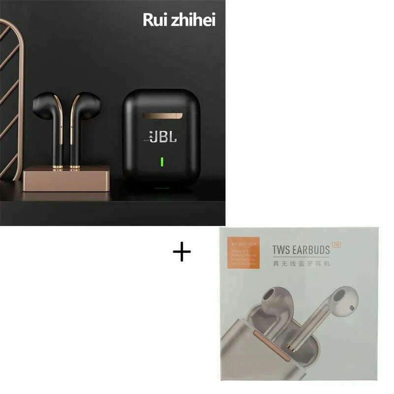 KIMLUD, Original For wwJBL J18 Headset Wireless Earphones Bluetooth Headphones True Stereo Sport Game TWS Earbuds In Ear With Mic Touch, Black With box, KIMLUD APPAREL - Womens Clothes