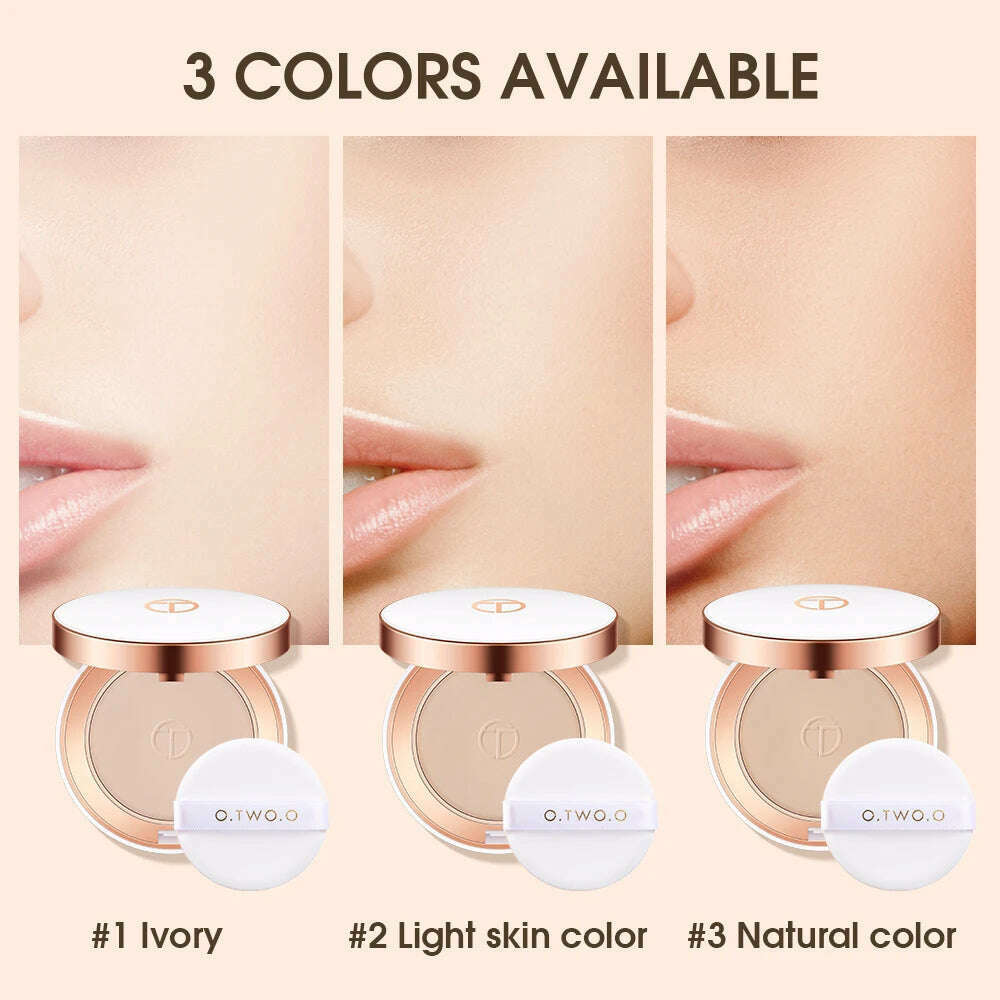 KIMLUD, O.TWO.O Face Setting Powder Cushion Compact Powder Oil-Control 3 Colors Matte Smooth Finish Concealer Makeup Pressed Powder, KIMLUD Womens Clothes
