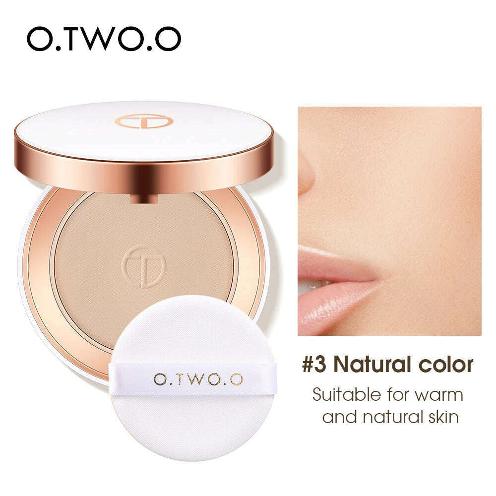 KIMLUD, O.TWO.O Face Setting Powder Cushion Compact Powder Oil-Control 3 Colors Matte Smooth Finish Concealer Makeup Pressed Powder, 03 natural color / China, KIMLUD APPAREL - Womens Clothes