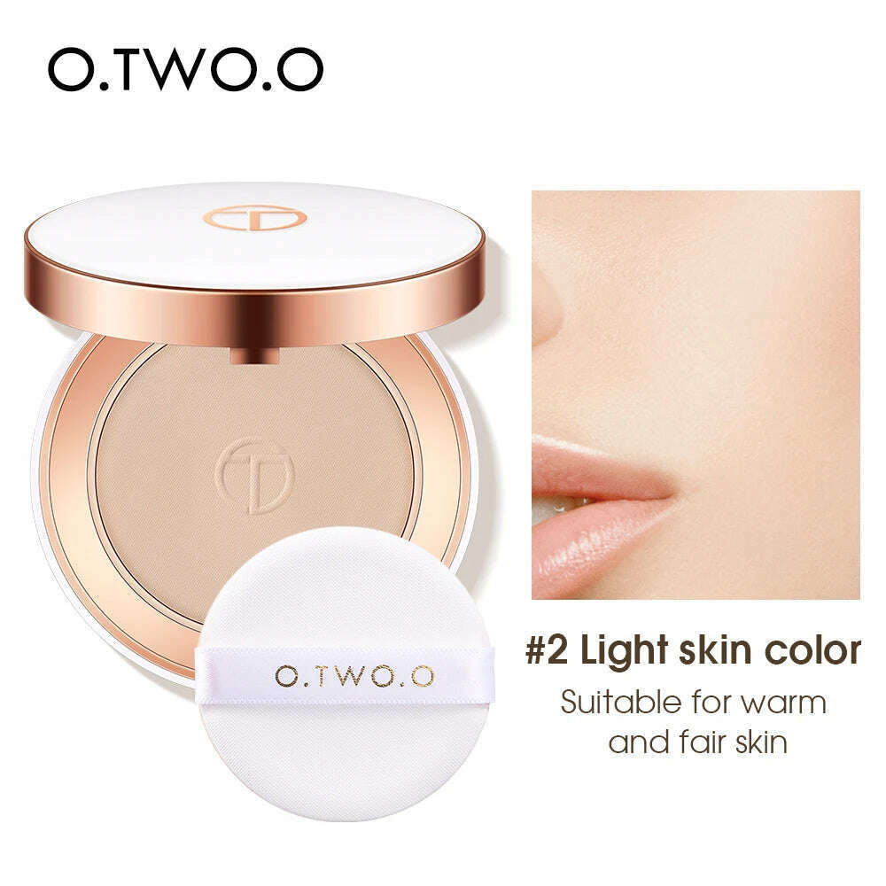 KIMLUD, O.TWO.O Face Setting Powder Cushion Compact Powder Oil-Control 3 Colors Matte Smooth Finish Concealer Makeup Pressed Powder, 02 light skin / China, KIMLUD APPAREL - Womens Clothes
