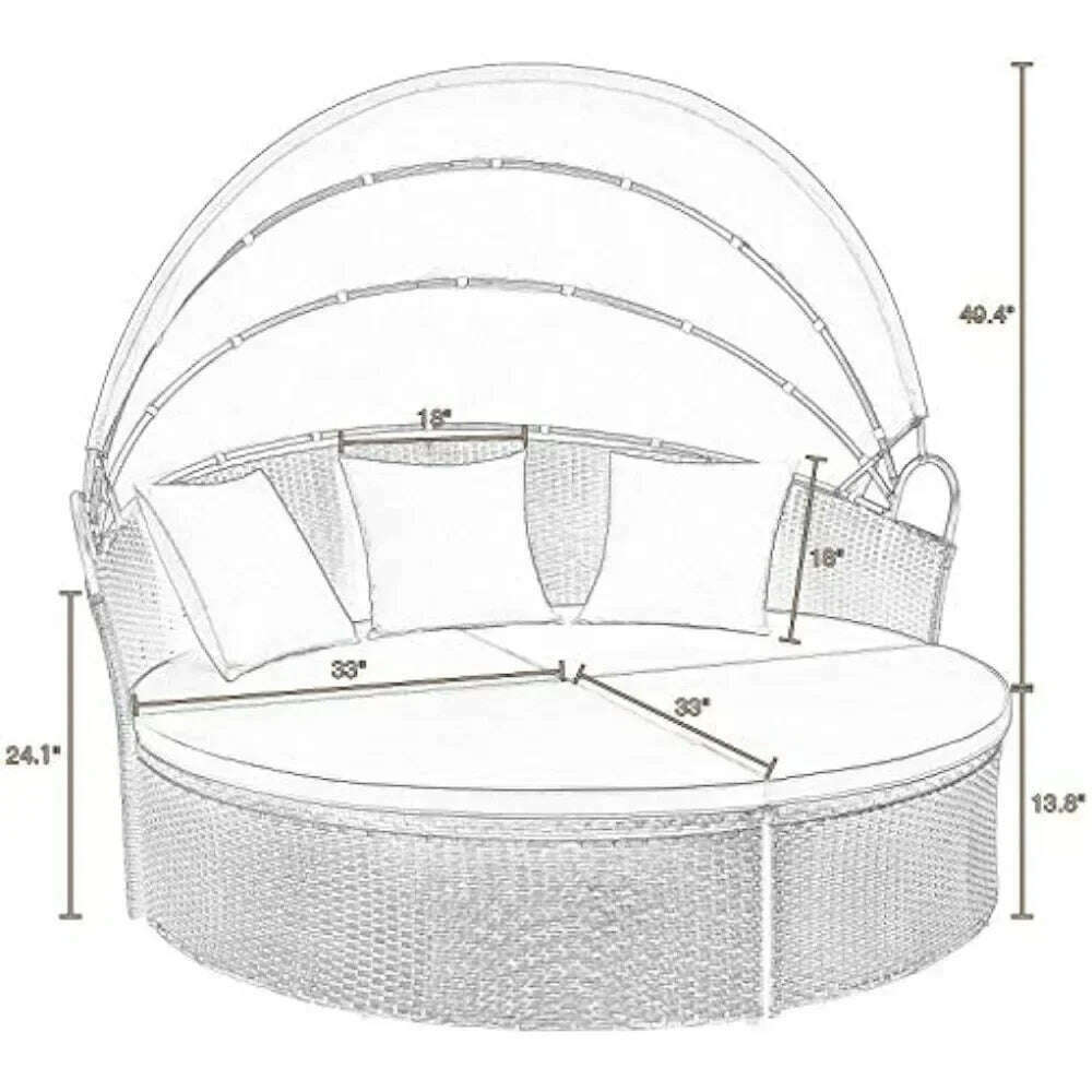 Outdoor Round Garden Sofas Canopy Wicker Rattan Separated Seating Sectional Sofa for Patio Lawn Garden Sofas - KIMLUD