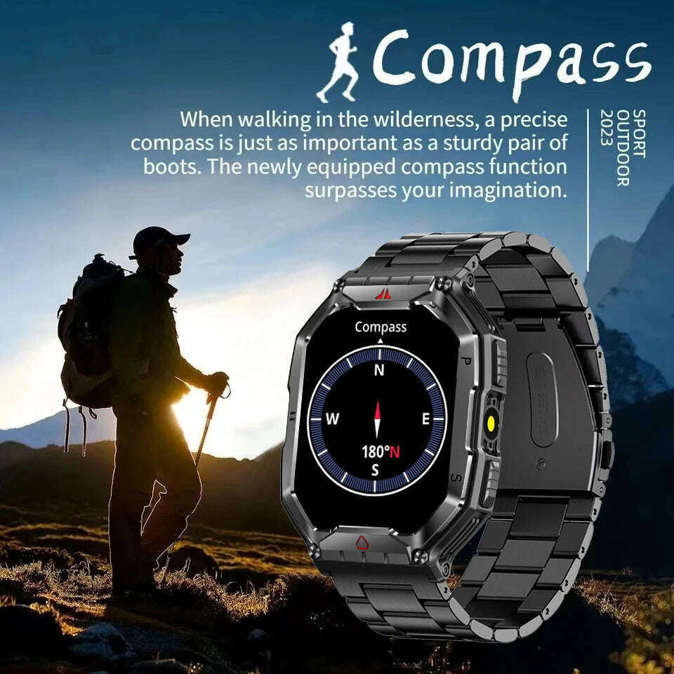 KIMLUD, Outdoor Sports Compass Smart Watch GPS Tracking 650Mah Battery 1ATM Waterproof Voice Assistant Bluetooth Call Smartwatch for Men, KIMLUD Womens Clothes