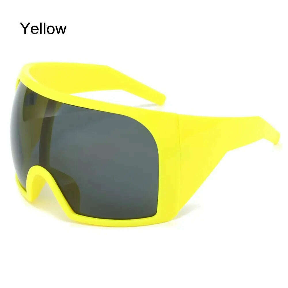 Oversize Fashion Y2k Wrap Around Sunglasses For Men Women Big Frame Black Shades Luxury Brand Design Punk Sun Glasses One Piece - KIMLUD