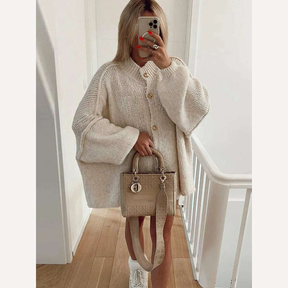 KIMLUD, Oversized Casual Cardigan Women Sweater Single Breasted O-neck Fashion 2024 Spring Office Female Sweaters All-match Top Coat, KIMLUD Womens Clothes