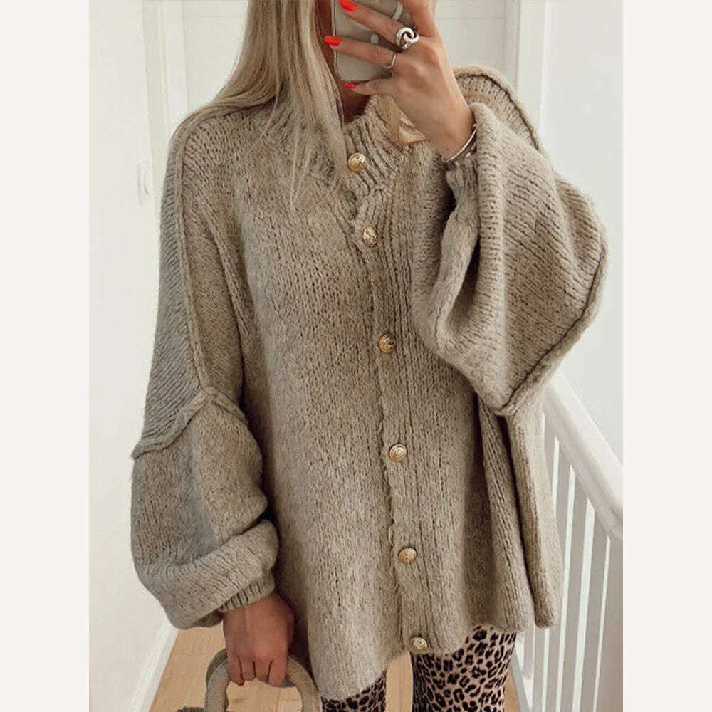 KIMLUD, Oversized Casual Cardigan Women Sweater Single Breasted O-neck Fashion 2024 Spring Office Female Sweaters All-match Top Coat, KIMLUD Womens Clothes