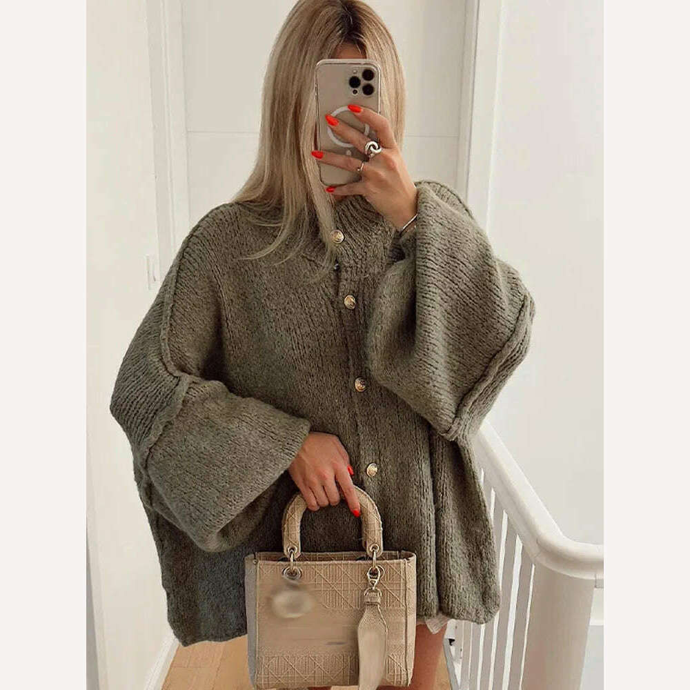 KIMLUD, Oversized Casual Cardigan Women Sweater Single Breasted O-neck Fashion 2024 Spring Office Female Sweaters All-match Top Coat, KIMLUD Womens Clothes