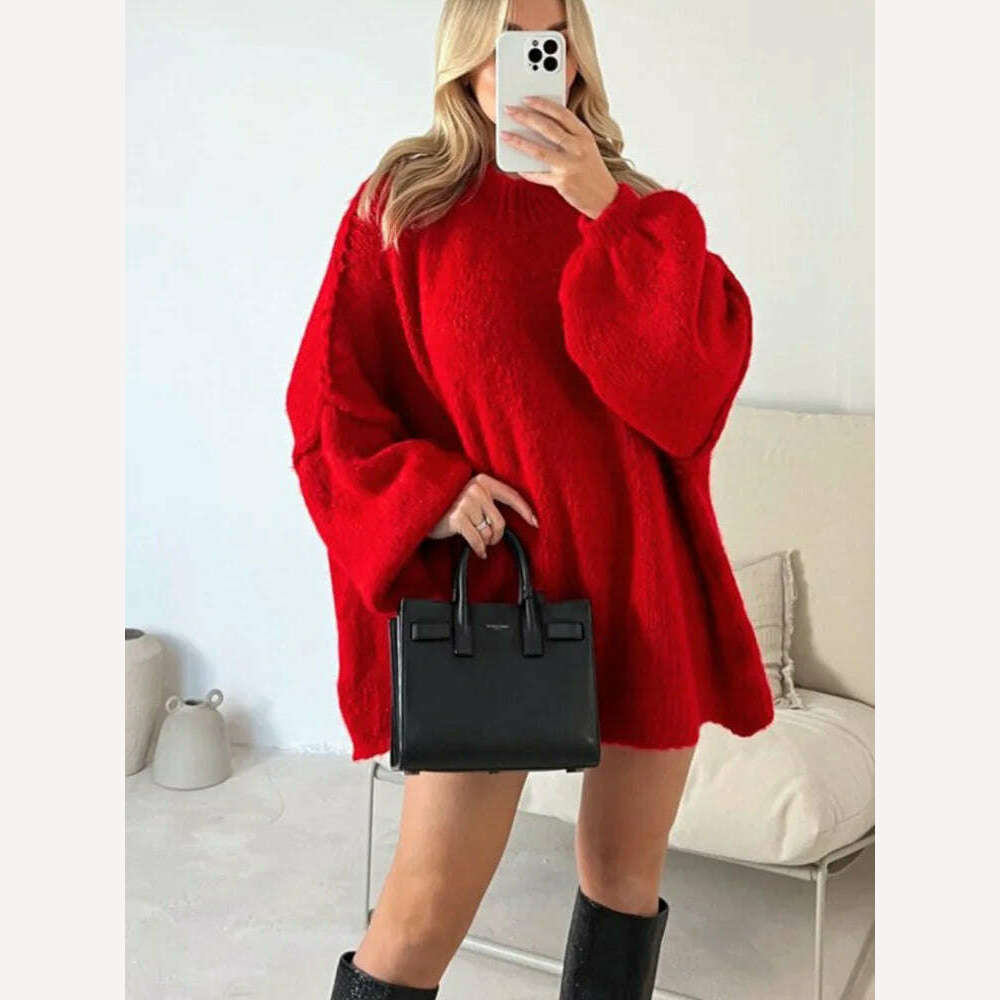 KIMLUD, Oversized Casual Cardigan Women Sweater Single Breasted O-neck Fashion 2024 Spring Office Female Sweaters All-match Top Coat, B red / S, KIMLUD APPAREL - Womens Clothes