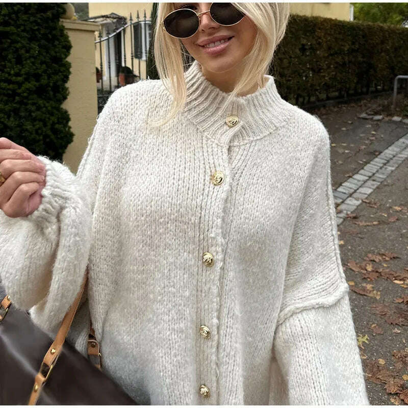 KIMLUD, Oversized Casual Cardigan Women Sweater Single Breasted O-neck Fashion 2024 Spring Office Female Sweaters All-match Top Coat, KIMLUD Womens Clothes