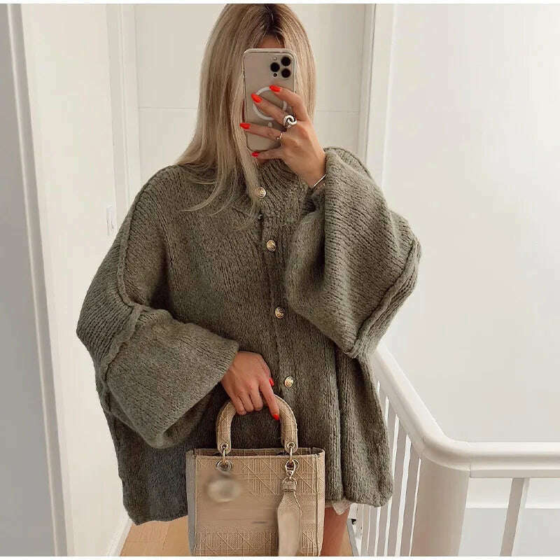 KIMLUD, Oversized Casual Cardigan Women Sweater Single Breasted O-neck Fashion 2024 Spring Office Female Sweaters All-match Top Coat, KIMLUD Womens Clothes