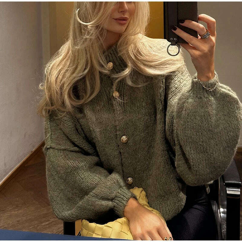 KIMLUD, Oversized Casual Cardigan Women Sweater Single Breasted O-neck Fashion 2024 Spring Office Female Sweaters All-match Top Coat, KIMLUD Womens Clothes