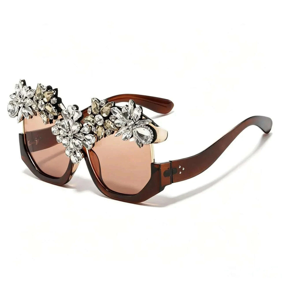 Oversized Floral Rhinestone Sunglasses Women Exaggerated Luxury Statement Eyewear for Retro Party Fashion Show V400