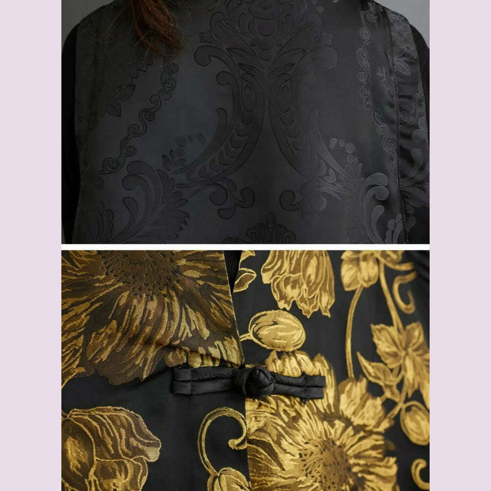KIMLUD, Oversized Flower Embroidery Autumn Sleeveless Vests Coat Women Fashion Irregular Pleated Ladies Jackets V-Neck Woman Coats 2023, KIMLUD Womens Clothes