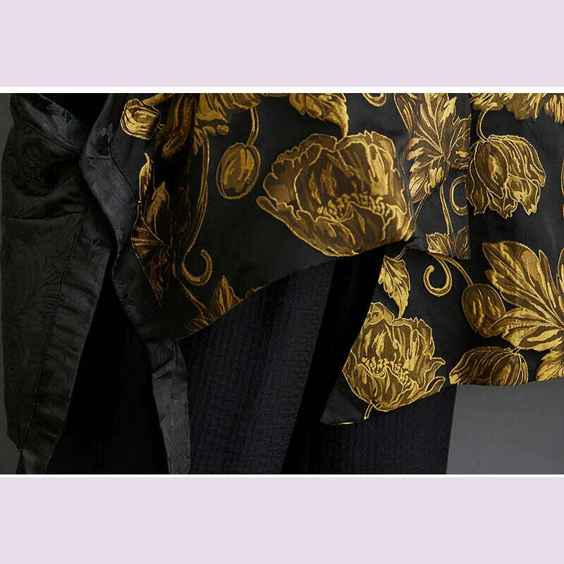 KIMLUD, Oversized Flower Embroidery Autumn Sleeveless Vests Coat Women Fashion Irregular Pleated Ladies Jackets V-Neck Woman Coats 2023, KIMLUD Womens Clothes