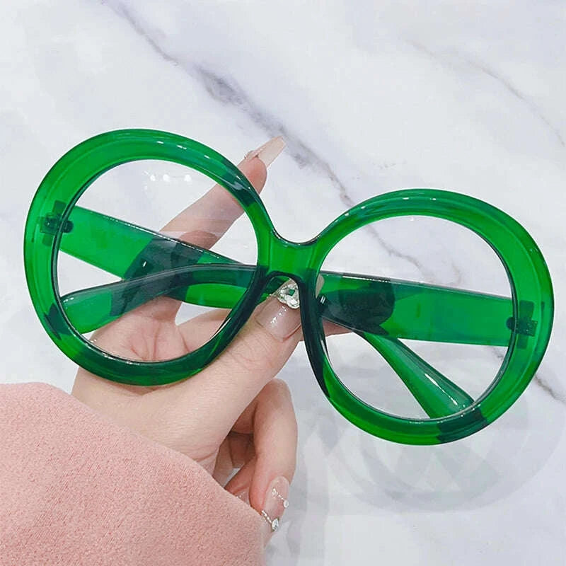 Oversized Round Eyeglasses Frames Women New Fashion Luxury Designer Ladies Glasses Candy Color Non-prescription Spectacles
