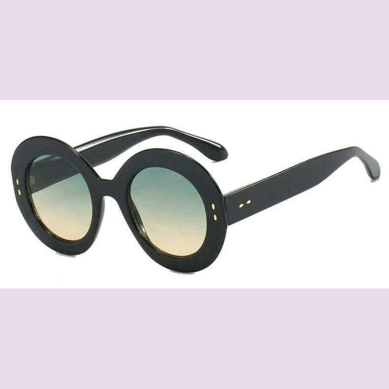 KIMLUD, Oversized Round Glasses Frames Women Fashion Clear Lens Optical Eyeglasses Frame Ladies Eyewear Leopard Black, Black Green Yellow, KIMLUD APPAREL - Womens Clothes