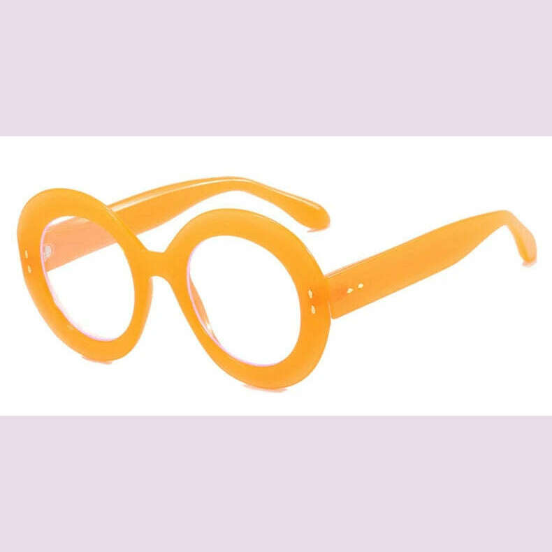 KIMLUD, Oversized Round Glasses Frames Women Fashion Clear Lens Optical Eyeglasses Frame Ladies Eyewear Leopard Black, Orange Clear, KIMLUD APPAREL - Womens Clothes