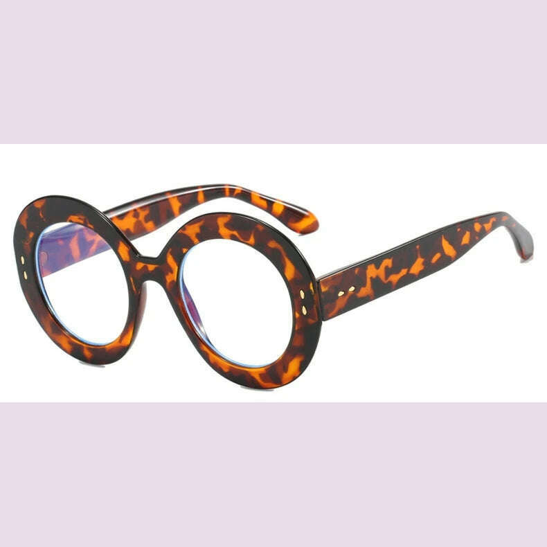 KIMLUD, Oversized Round Glasses Frames Women Fashion Clear Lens Optical Eyeglasses Frame Ladies Eyewear Leopard Black, Leopard Clear, KIMLUD APPAREL - Womens Clothes