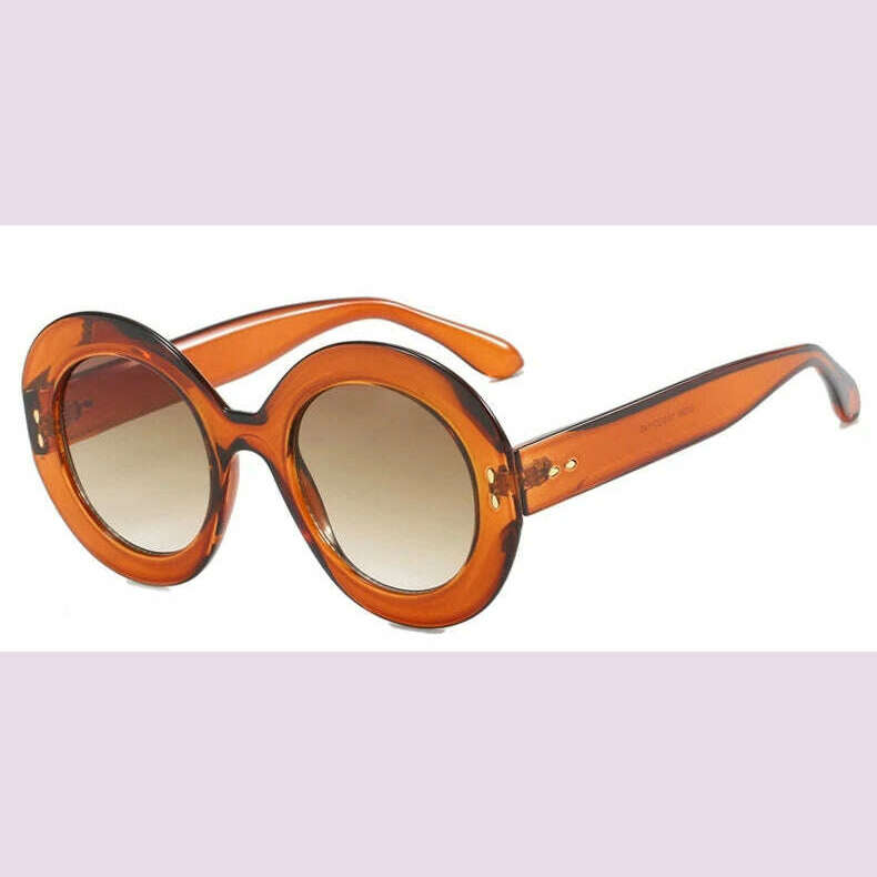 KIMLUD, Oversized Round Glasses Frames Women Fashion Clear Lens Optical Eyeglasses Frame Ladies Eyewear Leopard Black, Tea Tea, KIMLUD APPAREL - Womens Clothes