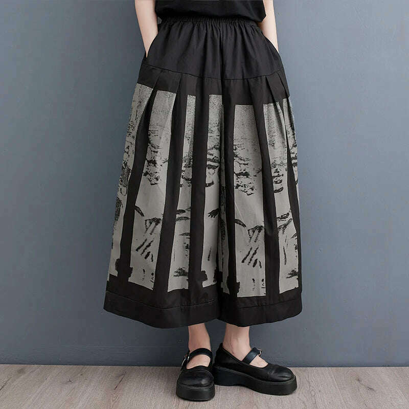 KIMLUD, Oversized Summer Pleated Pants Women Vitage Wide Leg Loose Ladies Trousers Elastic High Waist 2024 Fashion Casual Woman Pants, Black Pants / One Size, KIMLUD APPAREL - Womens Clothes