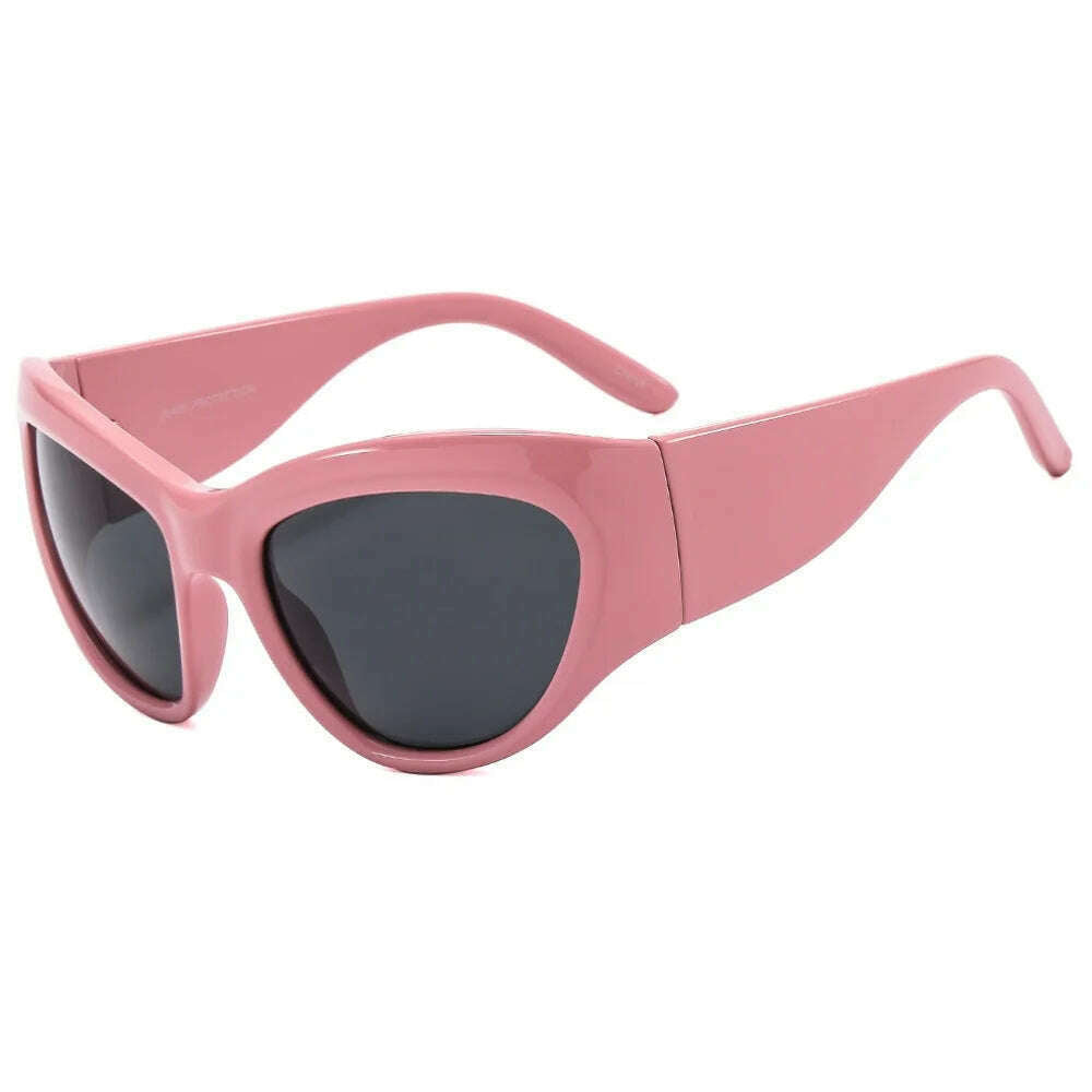 Oversized Y2K Sunglasses Women Lady Trendy Big Frame Vintage Wrap Around Sun Glasses Fashion Futuristic Punk Silver Shades 2000s - KIMLUD