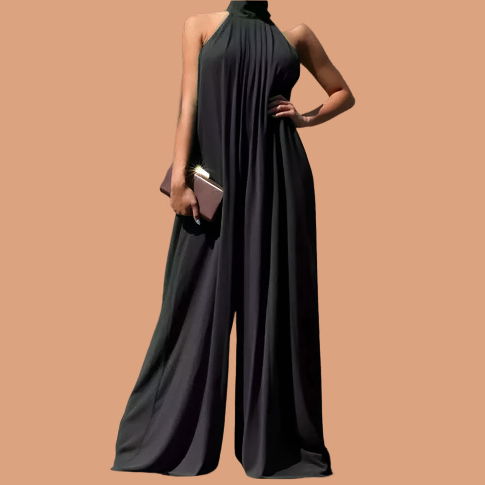 KIMLUD, Oversized ZANZEA Fashion Women Jumpsuits 2023 Summer Pleated Wide Leg Overalls Casual Solid Sleeveless Loose Button Up Rompers, KIMLUD Womens ClothesKIMLUD, Oversized ZANZEA Fashion Women Jumpsuits 2023 Summer Pleated Wide Leg Overalls Casual Solid Sleeveless Loose Button Up Rompers, A-Black / L, KIMLUD APPAREL - Womens Clothes