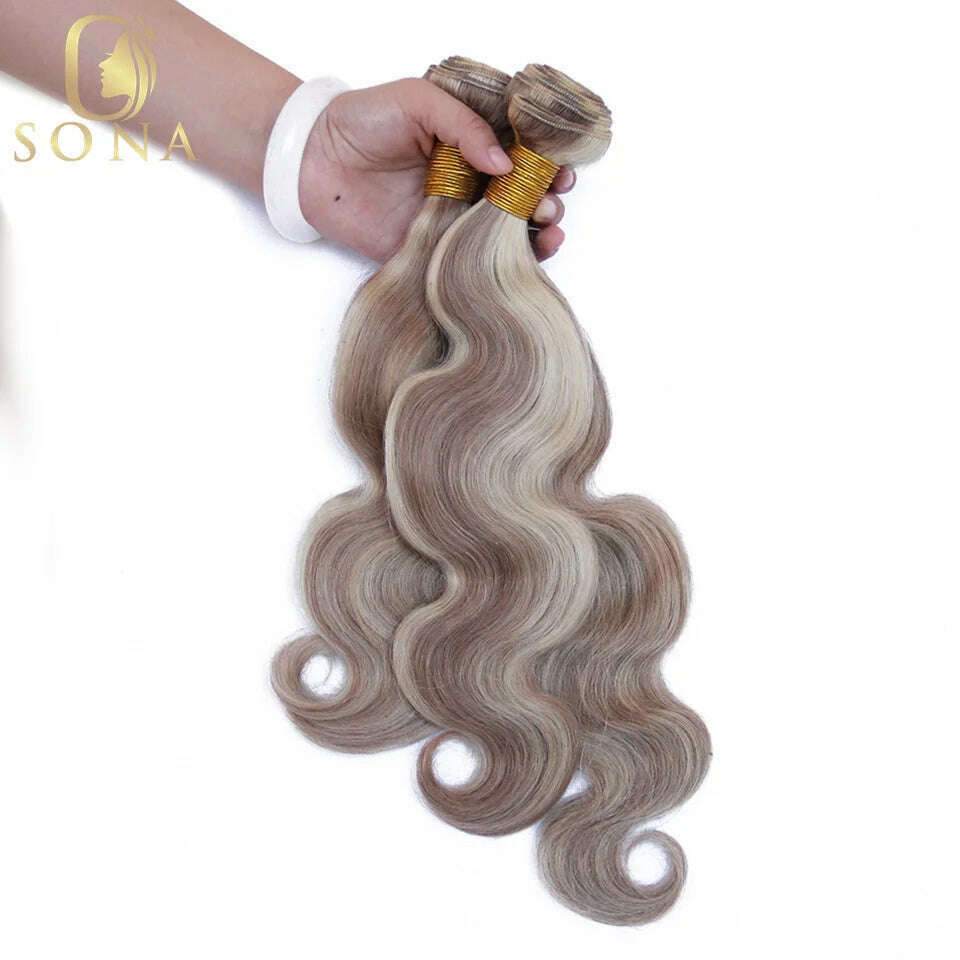 KIMLUD, P8/613 Color Wavy Human Hair 4x4 Lace Closure Bundles Chocolate Brown and Honey Blonde Highlight 13x4 Transparent Lace Frontal, KIMLUD Womens Clothes