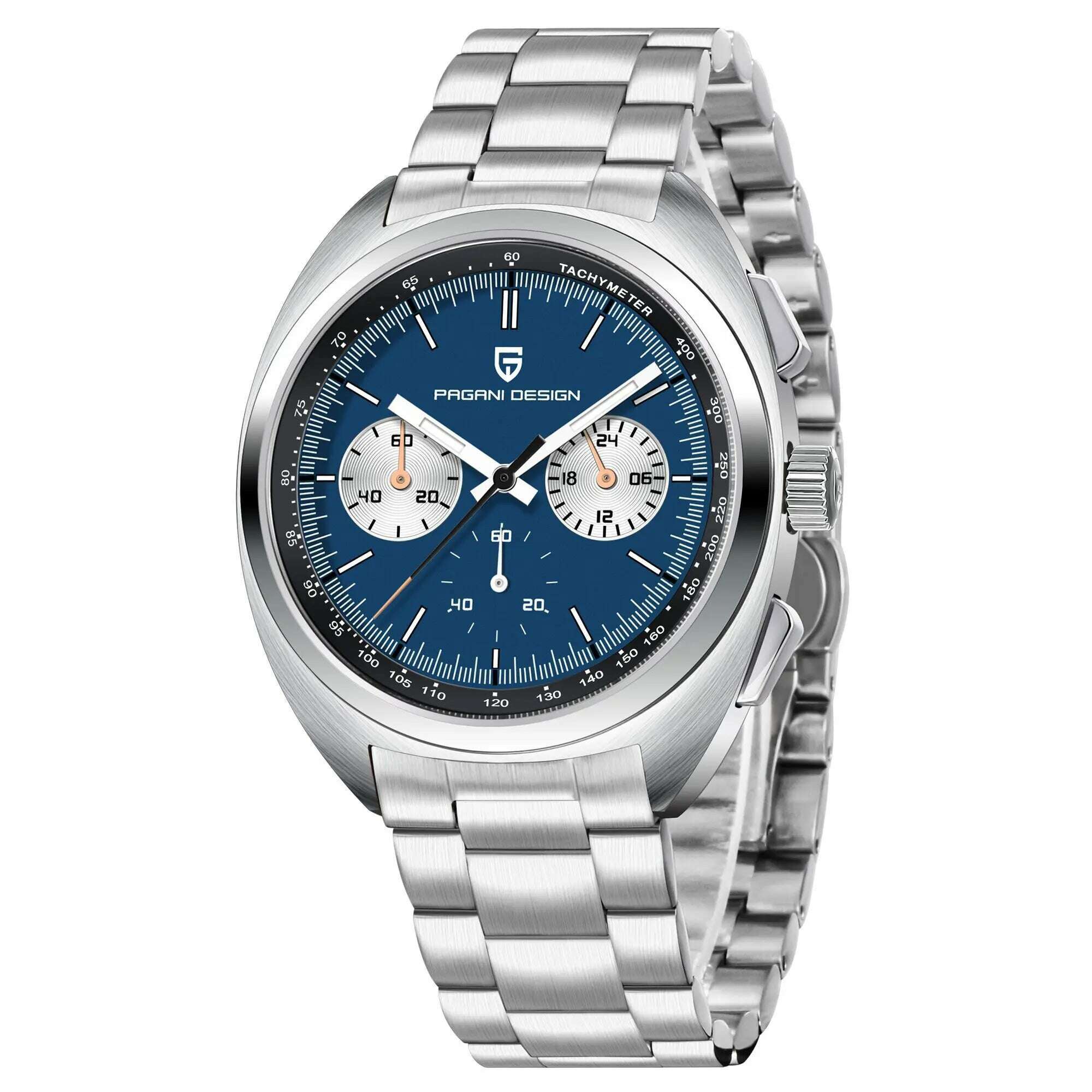 KIMLUD, PAGANI DESIGN Panda Dial Men Watches Luxury Quartz Watch For Men Japan VK63 Sport Chronograph Sapphire glass Wristwatch 2024 New, Steel Blue, KIMLUD APPAREL - Womens Clothes