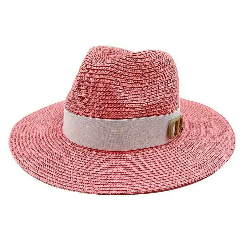 Panama Jazz Cap Summer Hats For Women Men New Colorful Sun Hat Outdoor Straw Hat Sun Protection Beach Hat Unisex Straw Hat 2022 - KIMLUD