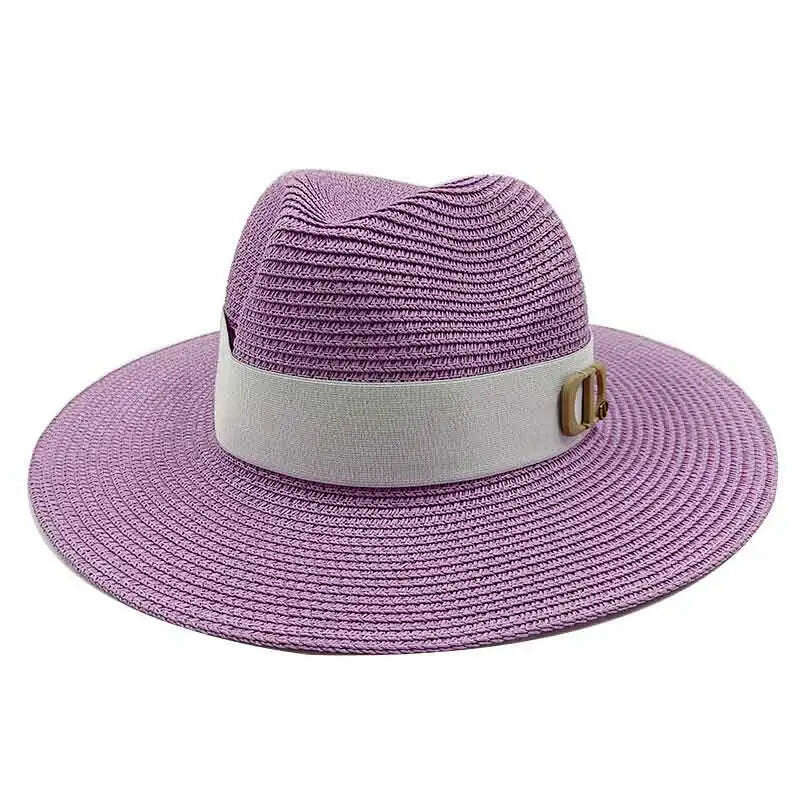 Panama Jazz Cap Summer Hats For Women Men New Colorful Sun Hat Outdoor Straw Hat Sun Protection Beach Hat Unisex Straw Hat 2022 - KIMLUD