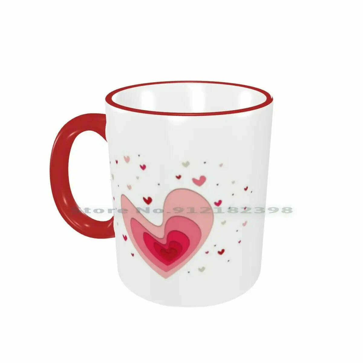 KIMLUD, Papercut-Hearts Ceramic Mugs Coffee Cups Milk Tea Mug Heart Hearts Papercut Pink Red Love Mother Day Saint Valentin Romantic, Border Red Mug / One Size, KIMLUD APPAREL - Womens Clothes