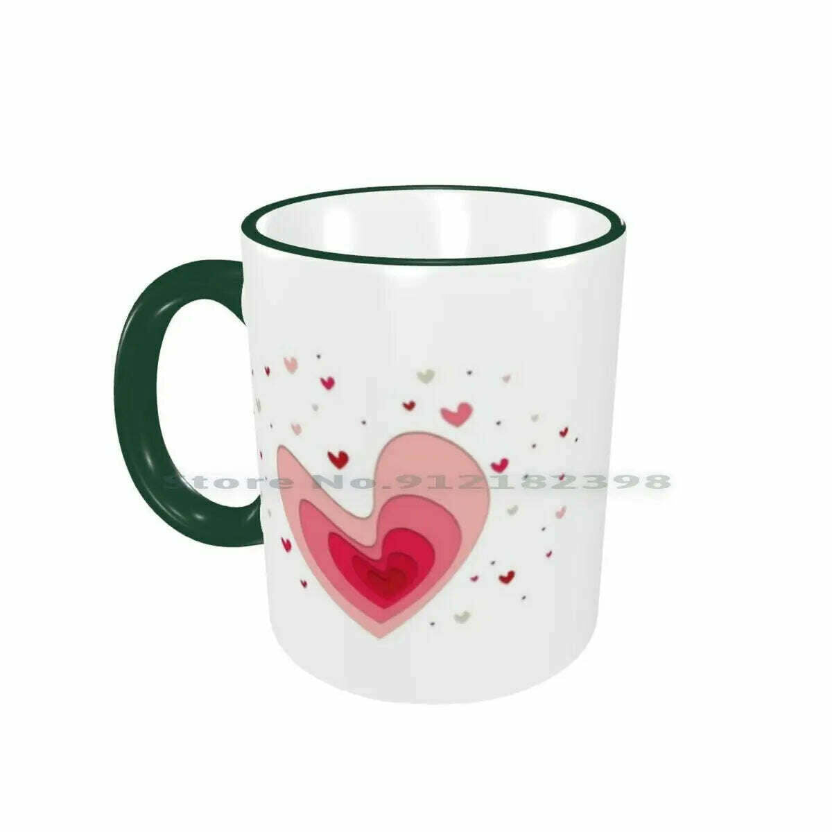 KIMLUD, Papercut-Hearts Ceramic Mugs Coffee Cups Milk Tea Mug Heart Hearts Papercut Pink Red Love Mother Day Saint Valentin Romantic, Border Forest Mug / One Size, KIMLUD APPAREL - Womens Clothes