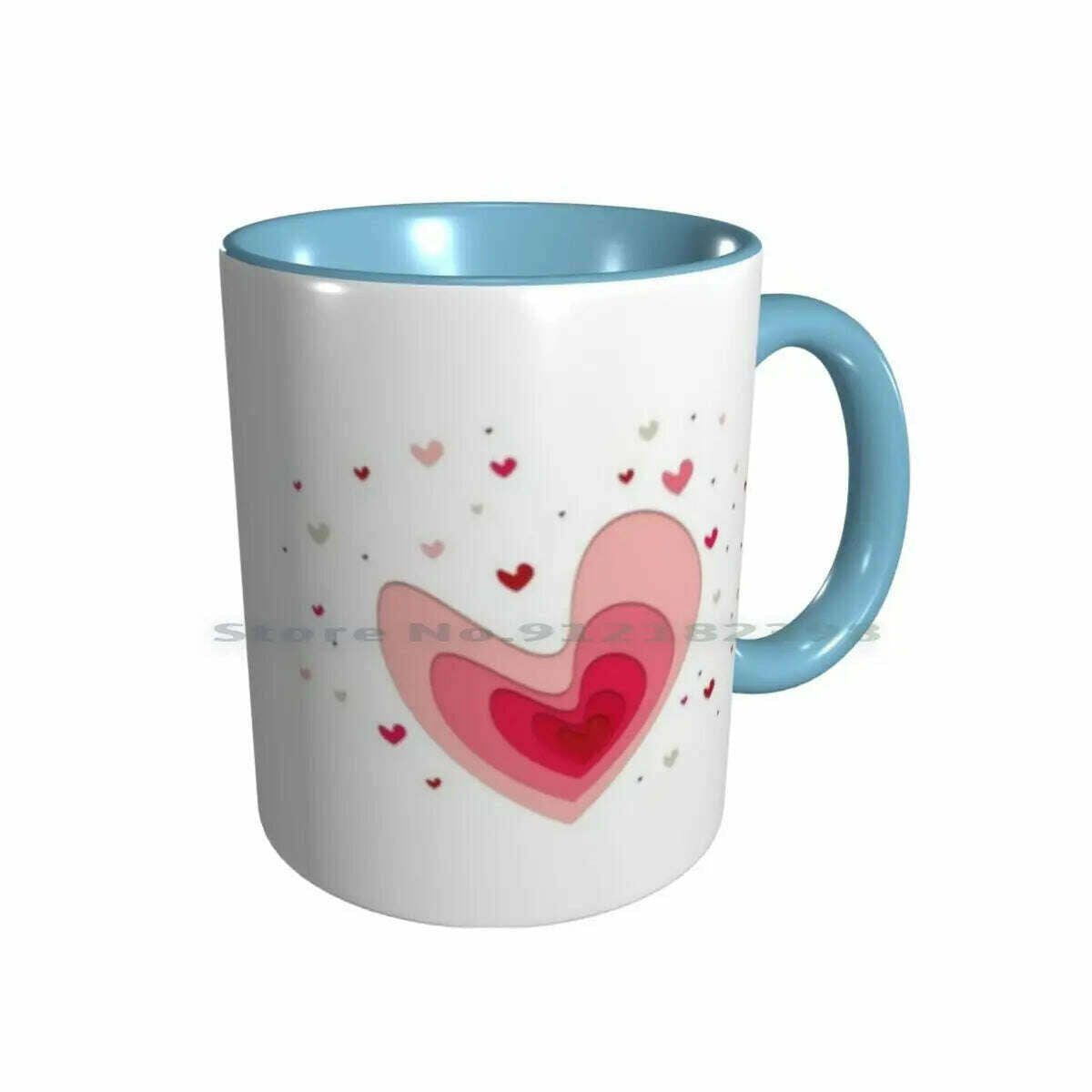 KIMLUD, Papercut-Hearts Ceramic Mugs Coffee Cups Milk Tea Mug Heart Hearts Papercut Pink Red Love Mother Day Saint Valentin Romantic, Double SkyBlue Mug / One Size, KIMLUD APPAREL - Womens Clothes