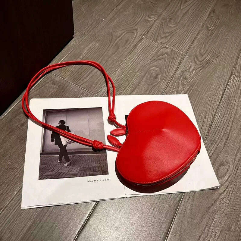 KIMLUD, Peach Heart Shape Luxury Designer Handbags For Women 2023 New Fashion Purse Simple Versatile Lady Small Shoulder Crossbody Bags, KIMLUD Womens Clothes