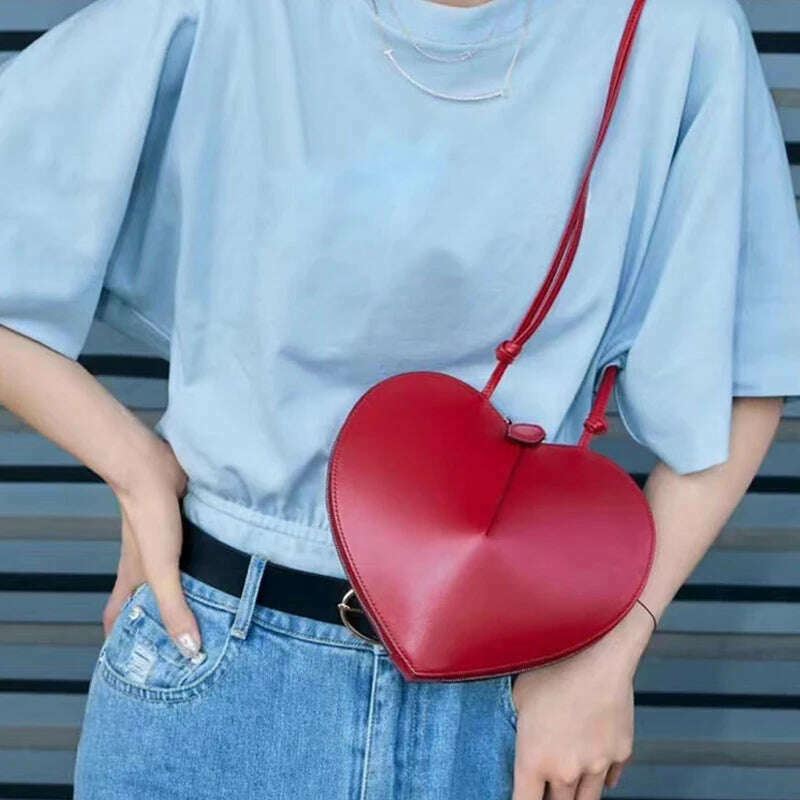 KIMLUD, Peach Heart Shape Luxury Designer Handbags For Women 2023 New Fashion Purse Simple Versatile Lady Small Shoulder Crossbody Bags, KIMLUD Womens Clothes