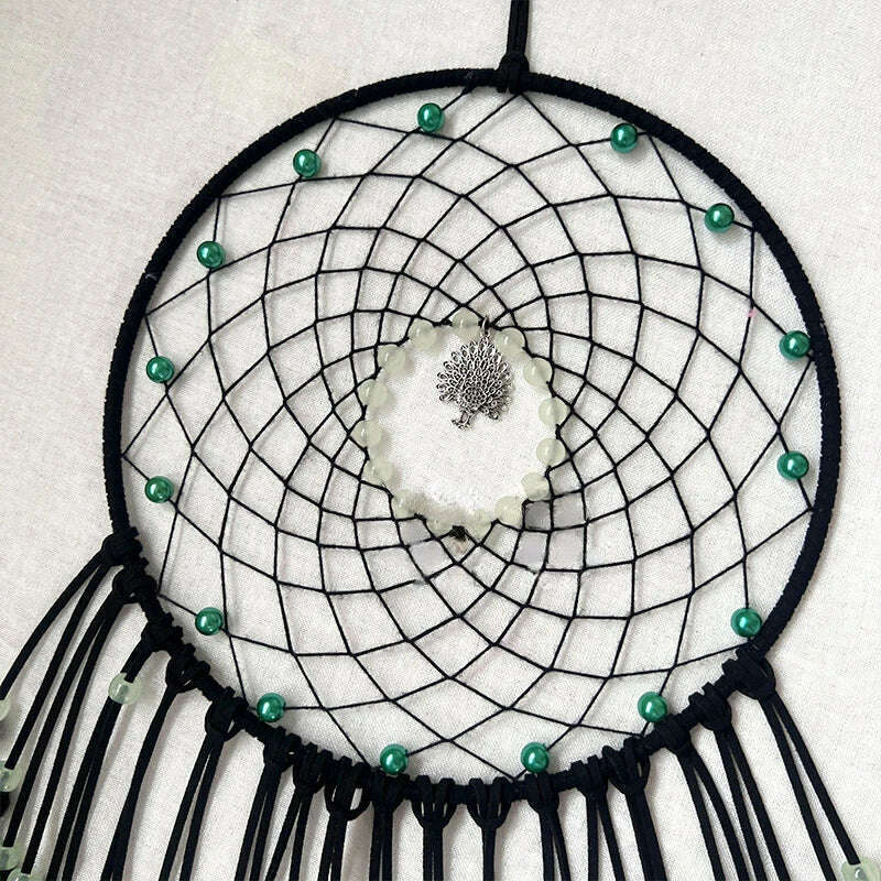 Peacock Feathers Luminous Beads High-grade Wall Pendant New Creative Dream Catcher Bedroom Living Room Decoration Wind Chimes - KIMLUD
