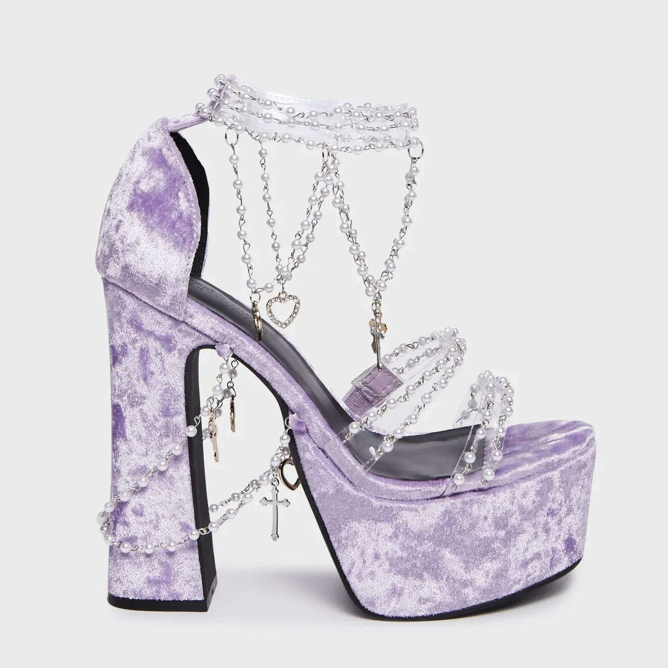 KIMLUD, Pearl Chain Crystal Sandals Open Toe Platform Chunky High Heels Solid Sexy Style Sandals Hook And Loop Summer Party Dress Shoes, KIMLUD Womens ClothesKIMLUD, Pearl Chain Crystal Sandals Open Toe Platform Chunky High Heels Solid Sexy Style Sandals Hook And Loop Summer Party Dress Shoes, As pic 2 / 39, KIMLUD APPAREL - Womens Clothes