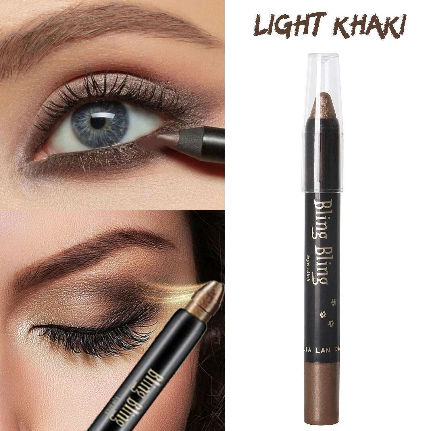 KIMLUD, Pearlescent Glitter Eyeshadow Pen Eye Shadow Pencil Waterproof Matte Cream Nude Eye Makeup Pigment Silkworm Eyeliner Shadow Pen, Light Khiki, KIMLUD Womens Clothes