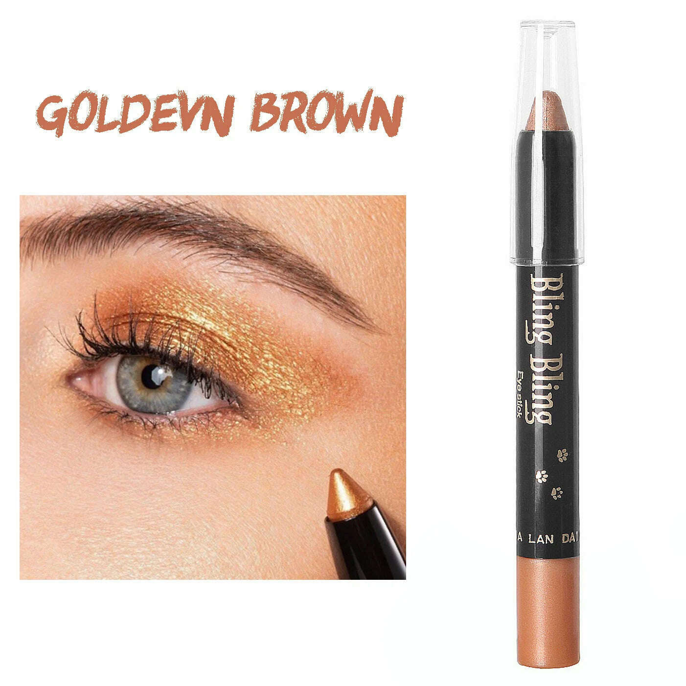 KIMLUD, Pearlescent Glitter Eyeshadow Pen Eye Shadow Pencil Waterproof Matte Cream Nude Eye Makeup Pigment Silkworm Eyeliner Shadow Pen, Golden Brown, KIMLUD Womens Clothes