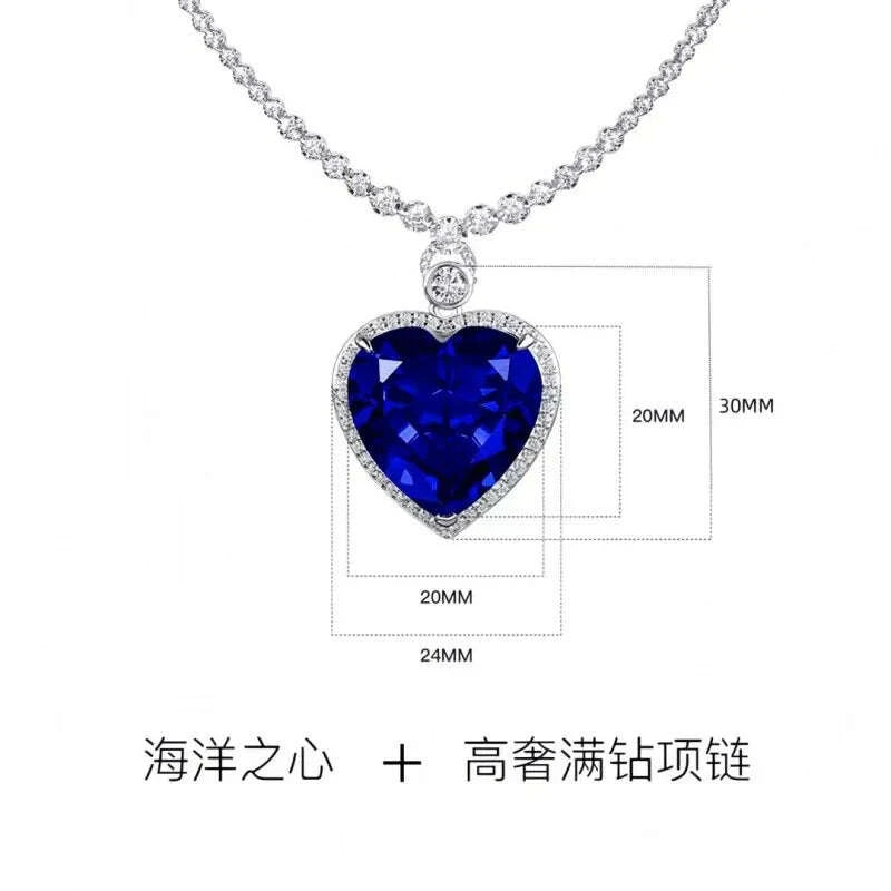 Pendant Necklace - Heart-Shaped Zircon Pendant - Sterling Silver | KIMLUD
