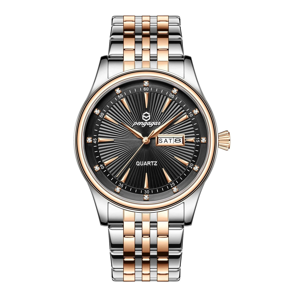 PENGAGAR Luxury Men's Watches Waterproof Stainless Steel Luminous Men Watch Date Chronograph High Quality Quartz Male Wristwatch