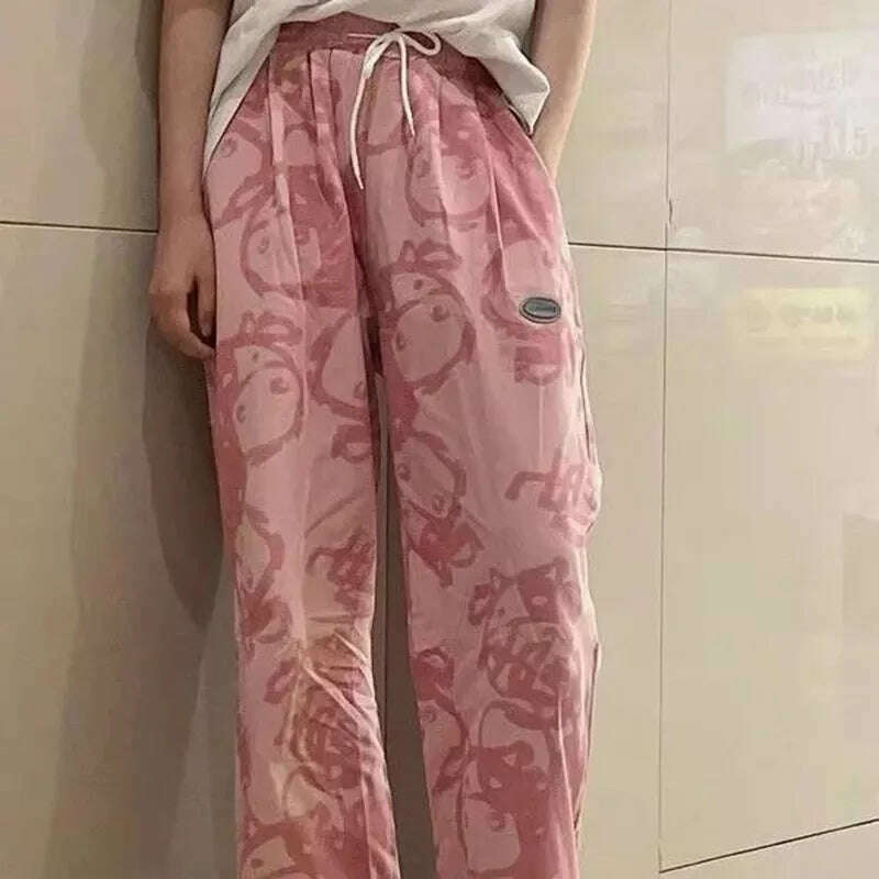 KIMLUD, Personality Street Apparel Wide Leg Pants Women Korean Fashion Loose Spring Autumn Design Sense Summer Thin Sweet Cool Ins Tide, KIMLUD Womens Clothes