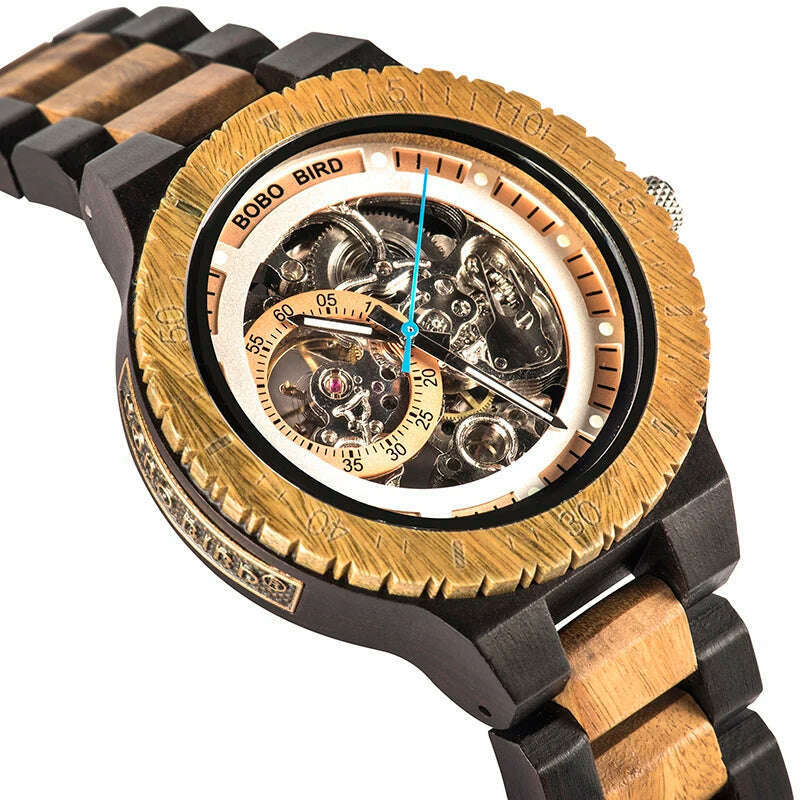 Personalized Watch Men BOBO BIRD Wood Automatic Watches Relogio Masculino Custom Anniversary Gifts for Him Free Engraving - KIMLUD