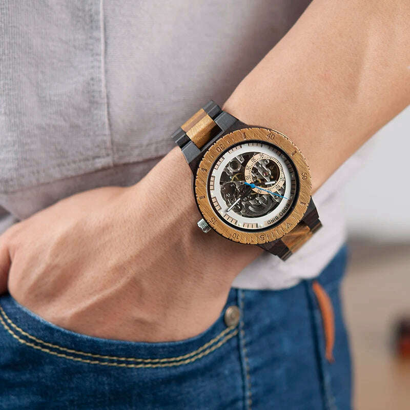 Personalized Watch Men BOBO BIRD Wood Automatic Watches Relogio Masculino Custom Anniversary Gifts for Him Free Engraving - KIMLUD