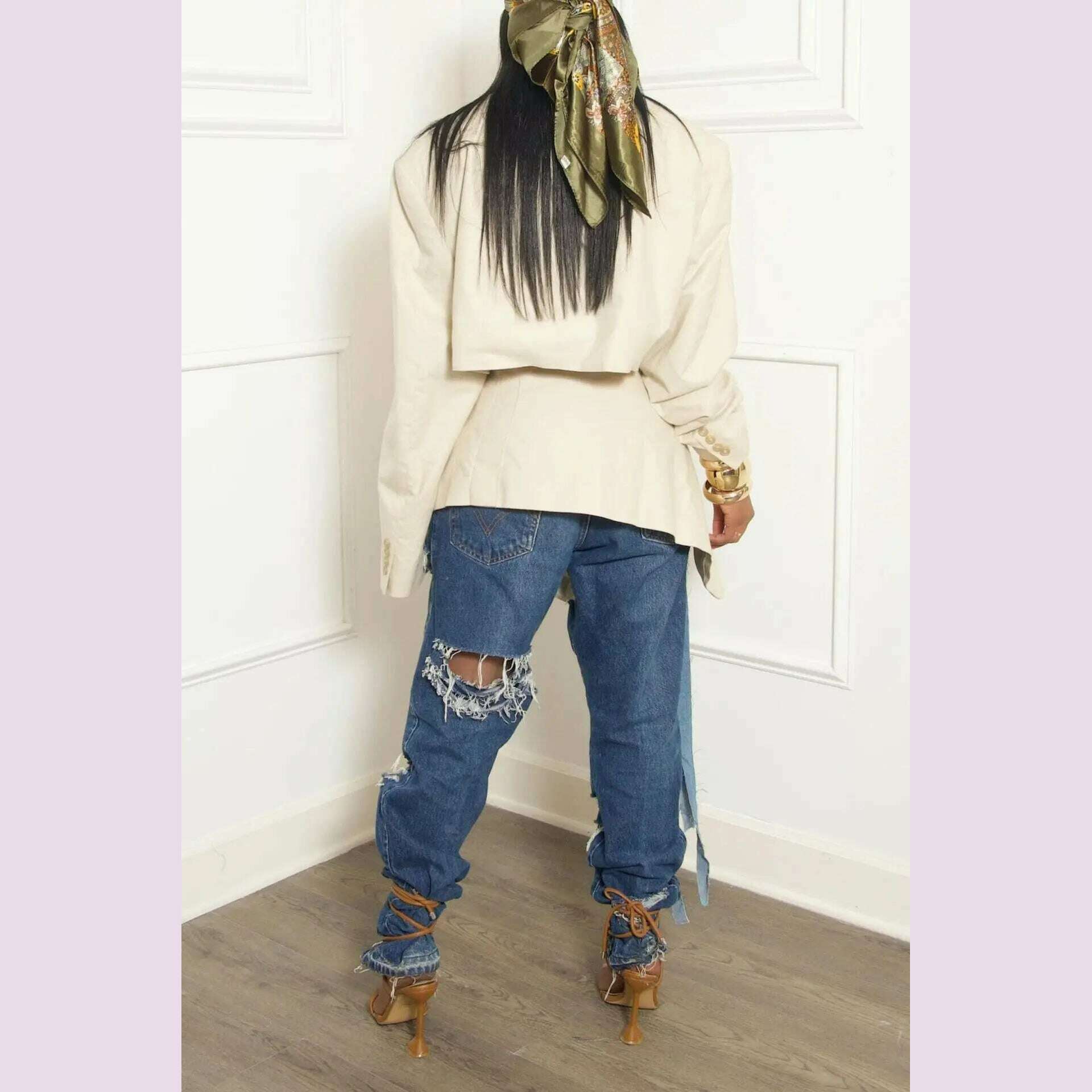 PinePear Women 2024 Autumn New Original Designer Crop Blazer Skirt Sets Denim Bandage Two Piece Outfits - KIMLUD