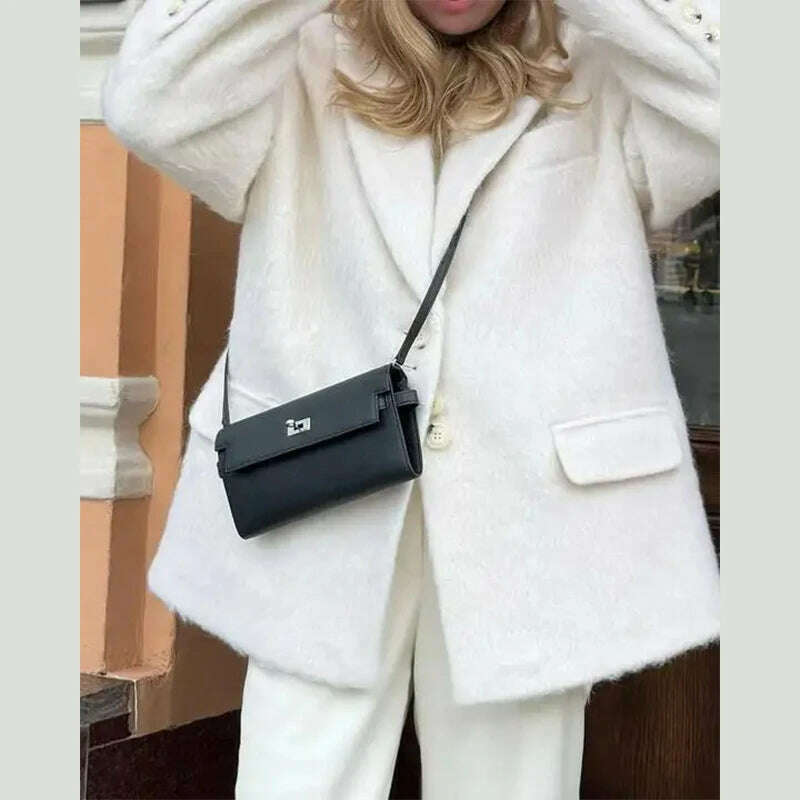 KIMLUD, Pink Lapel Woolen Plush Coats Women Elegant Long Sleeve Button Office Lady Blazer Jacket 2023 Winter Fashion Packet Loose Coat, white / S, KIMLUD APPAREL - Womens Clothes